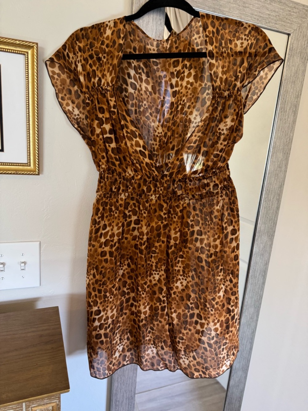 Badgley Mischka Leopard Print Swim Coverup